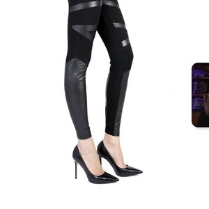 MeMoi Leggings W Leather Patches